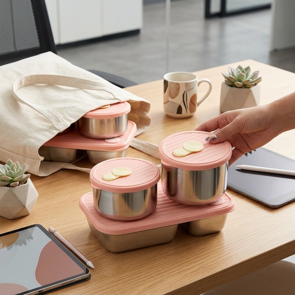 Baby Food Thermos - Conjunto de Marmitas de Aço Inoxidável